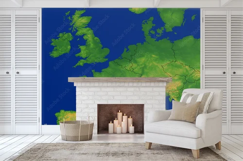 Mapa Europy Zachodniej w odcieniach elektrycznego błękitu