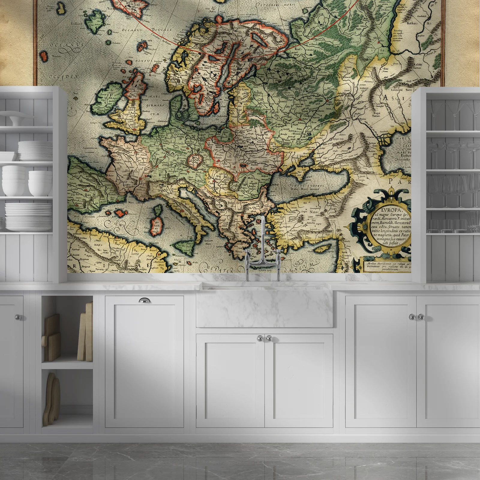 Antyczna mapa Europy w odcieniach piasku