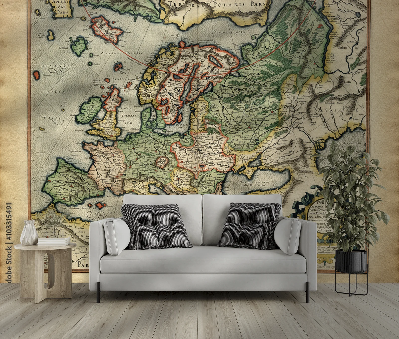 Antyczna mapa Europy w odcieniach piasku