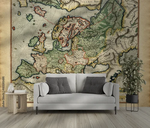 Antyczna mapa Europy w odcieniach piasku
