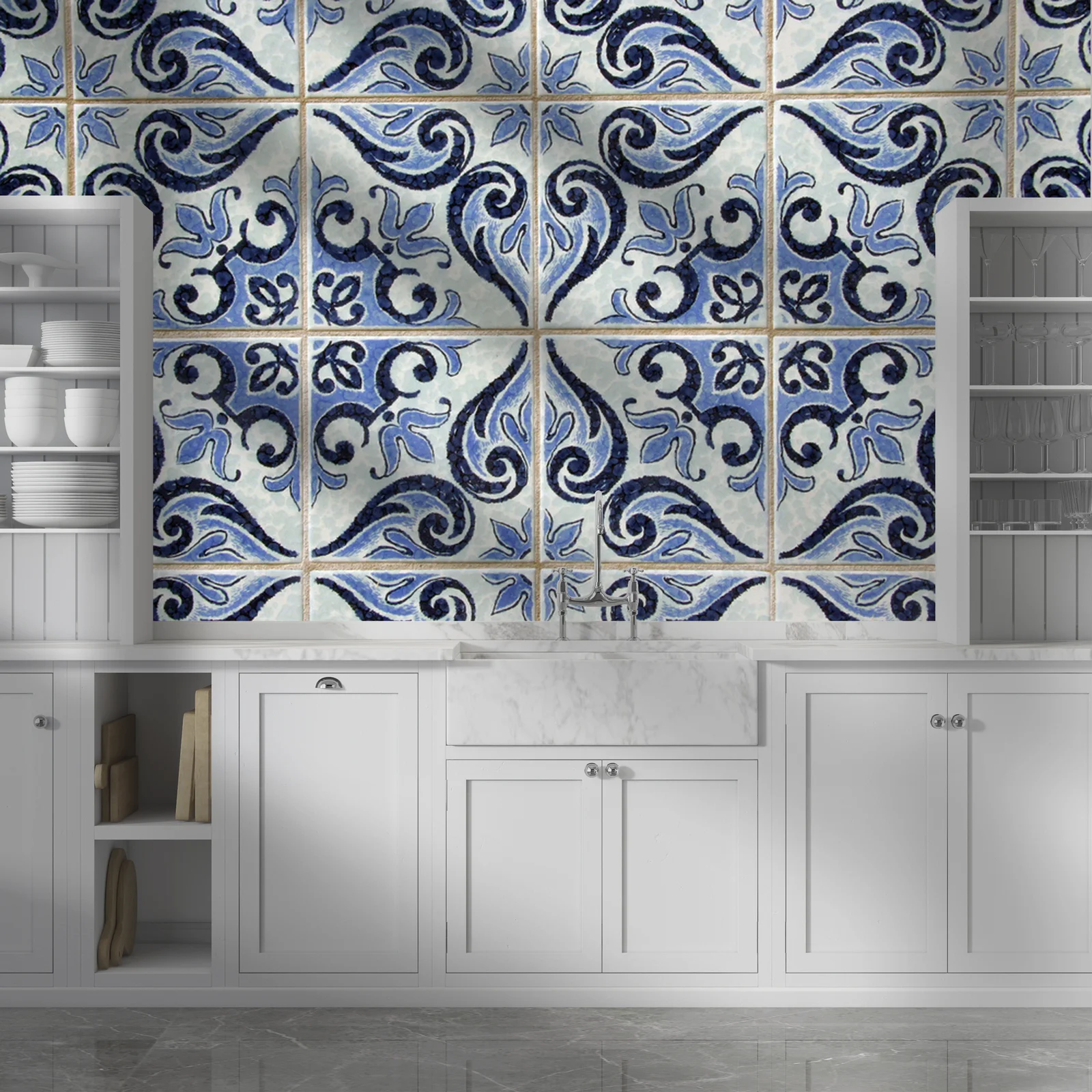 Czarujące azulejos w odcieniach beżu i błękitu
