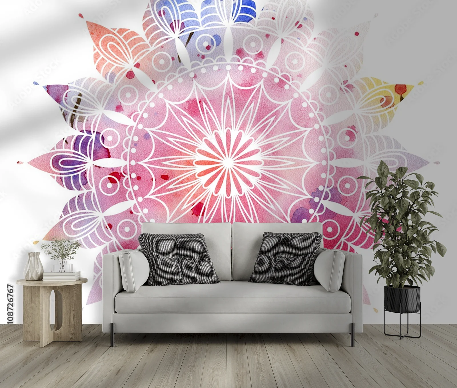 Kolorowa mandala w artystycznej akwareli