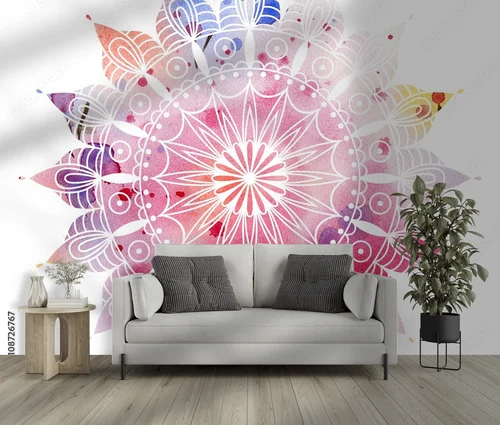 Kolorowa mandala w artystycznej akwareli