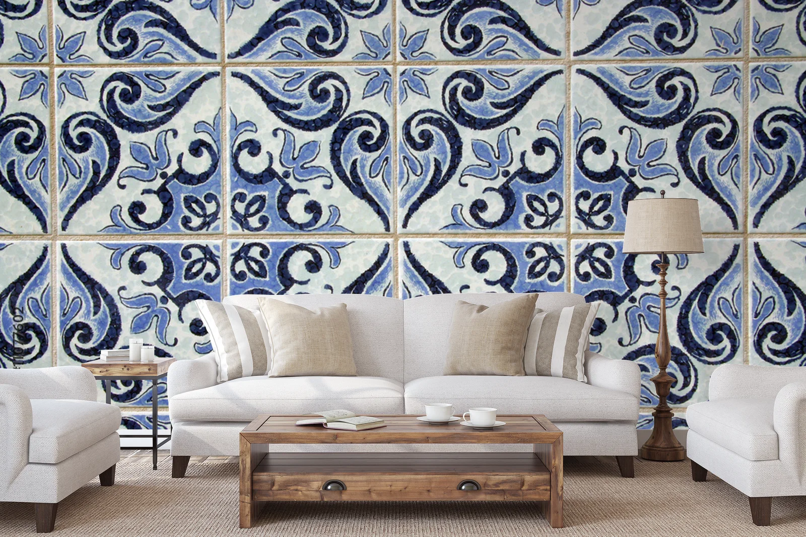 Czarujące azulejos w odcieniach beżu i błękitu