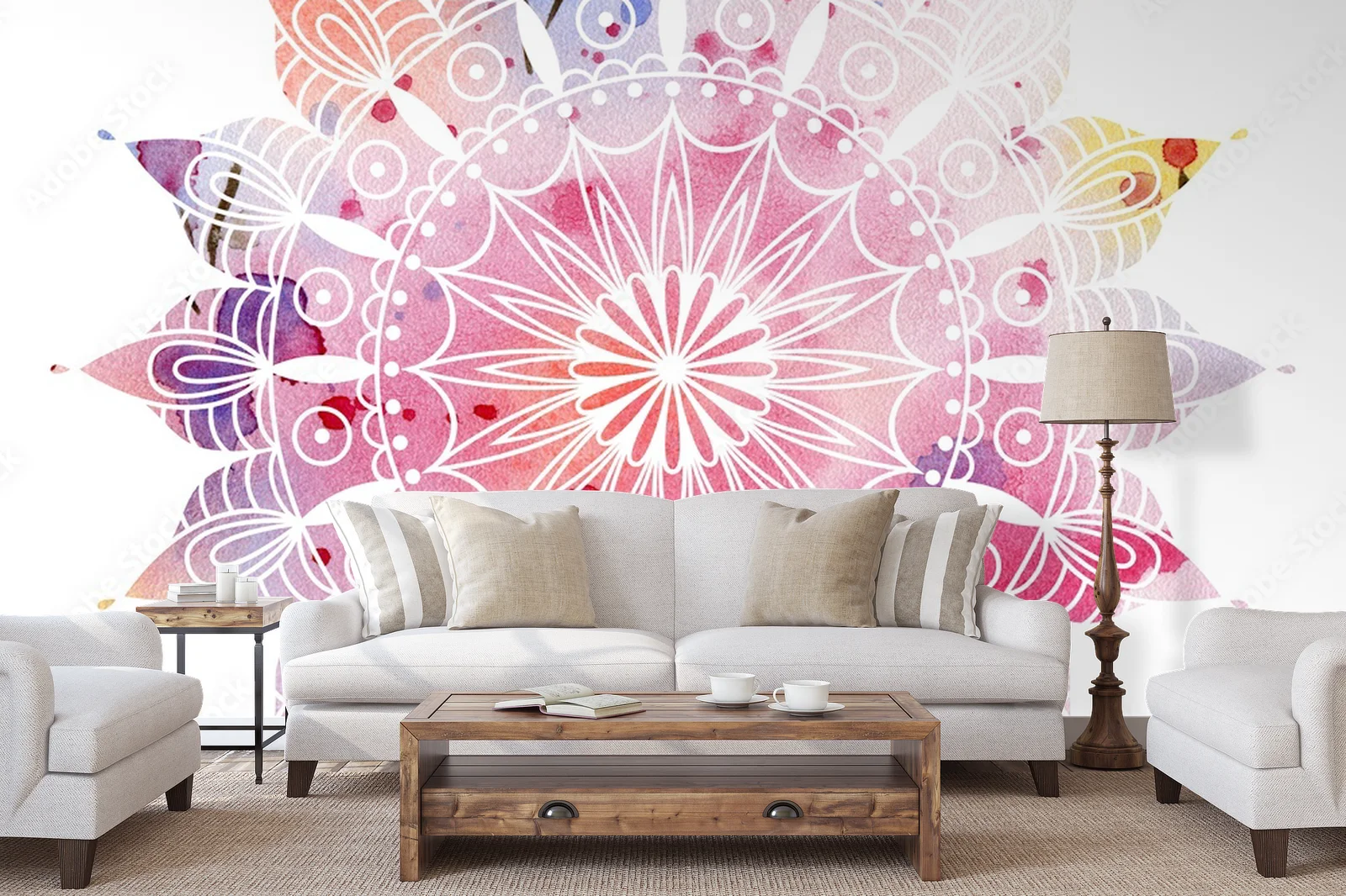 Kolorowa mandala w artystycznej akwareli