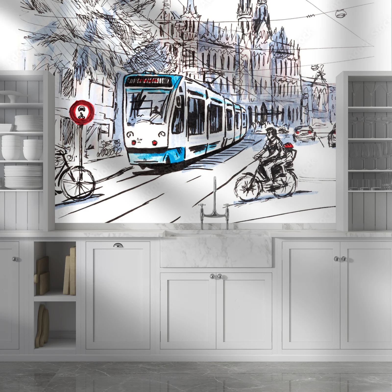Urokliwe amsterdamskie uliczki z rowerami i tramwajami