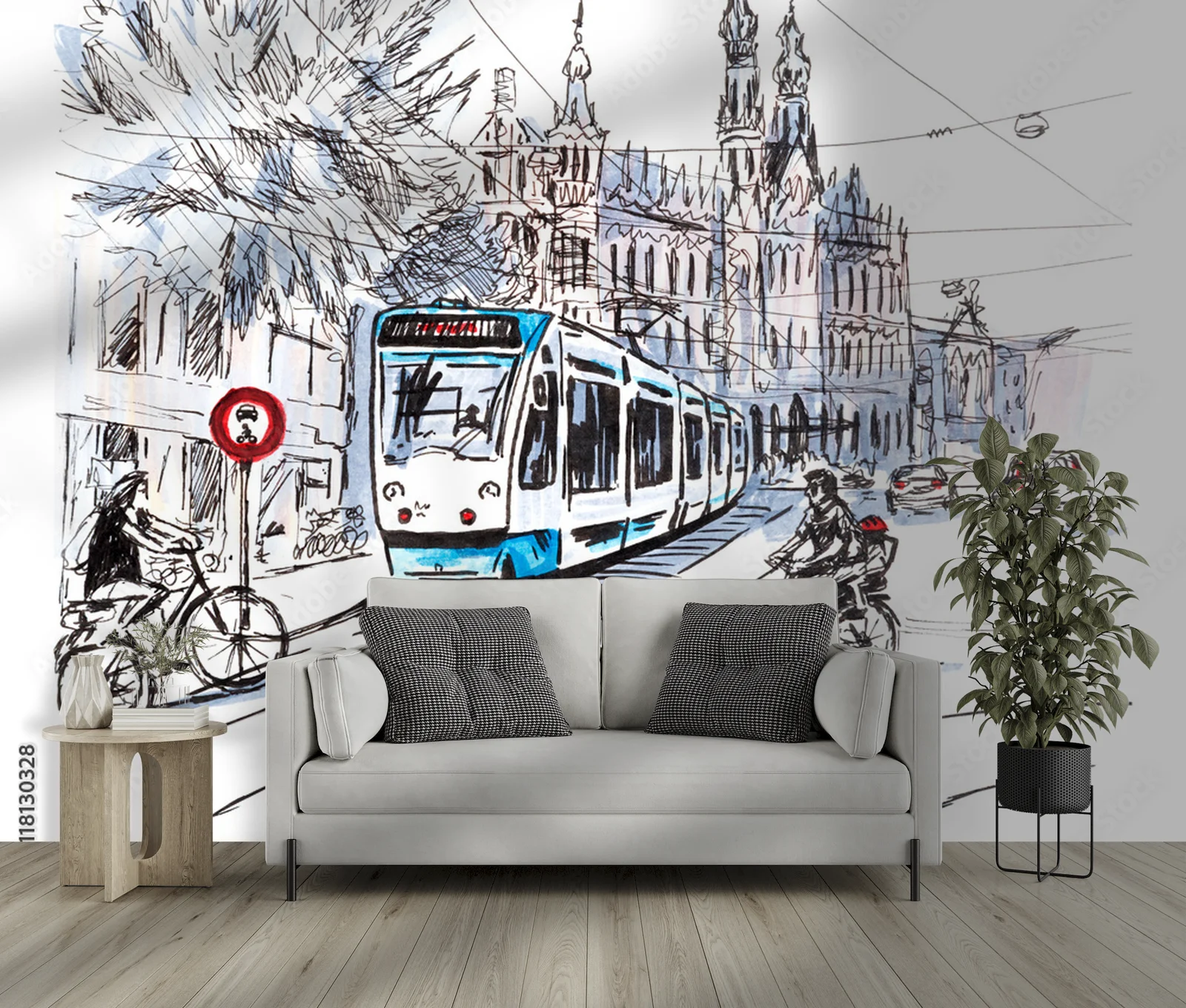 Urokliwe amsterdamskie uliczki z rowerami i tramwajami
