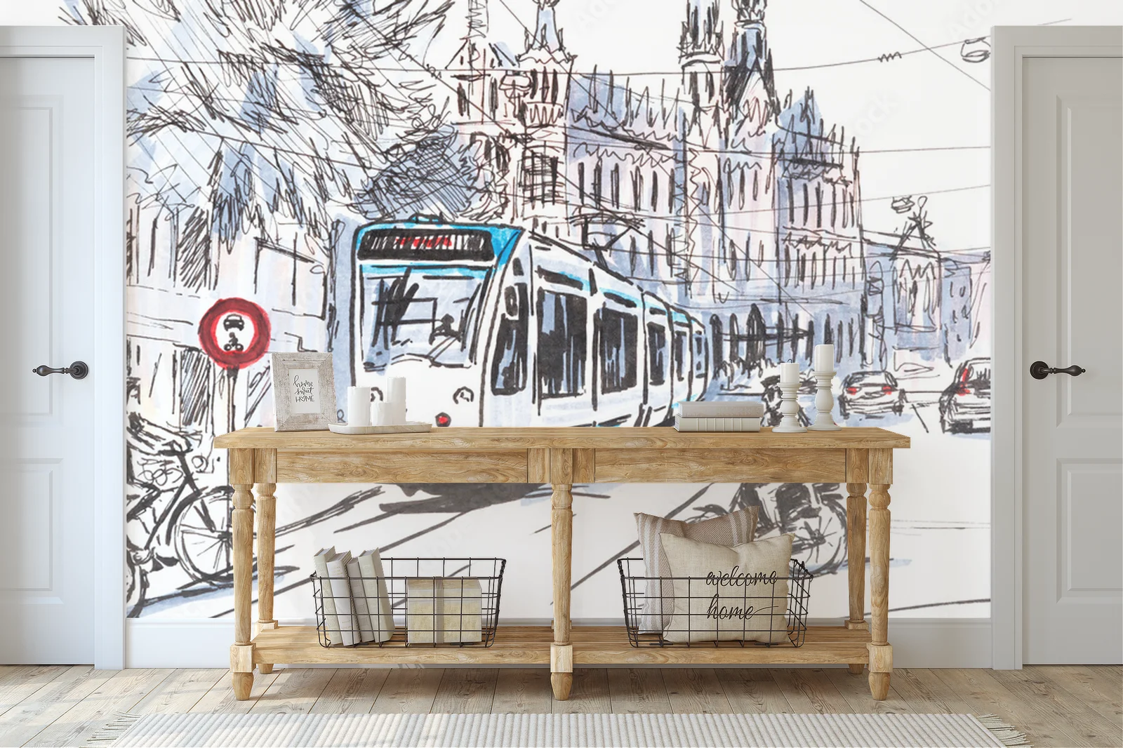Urokliwe amsterdamskie uliczki z rowerami i tramwajami