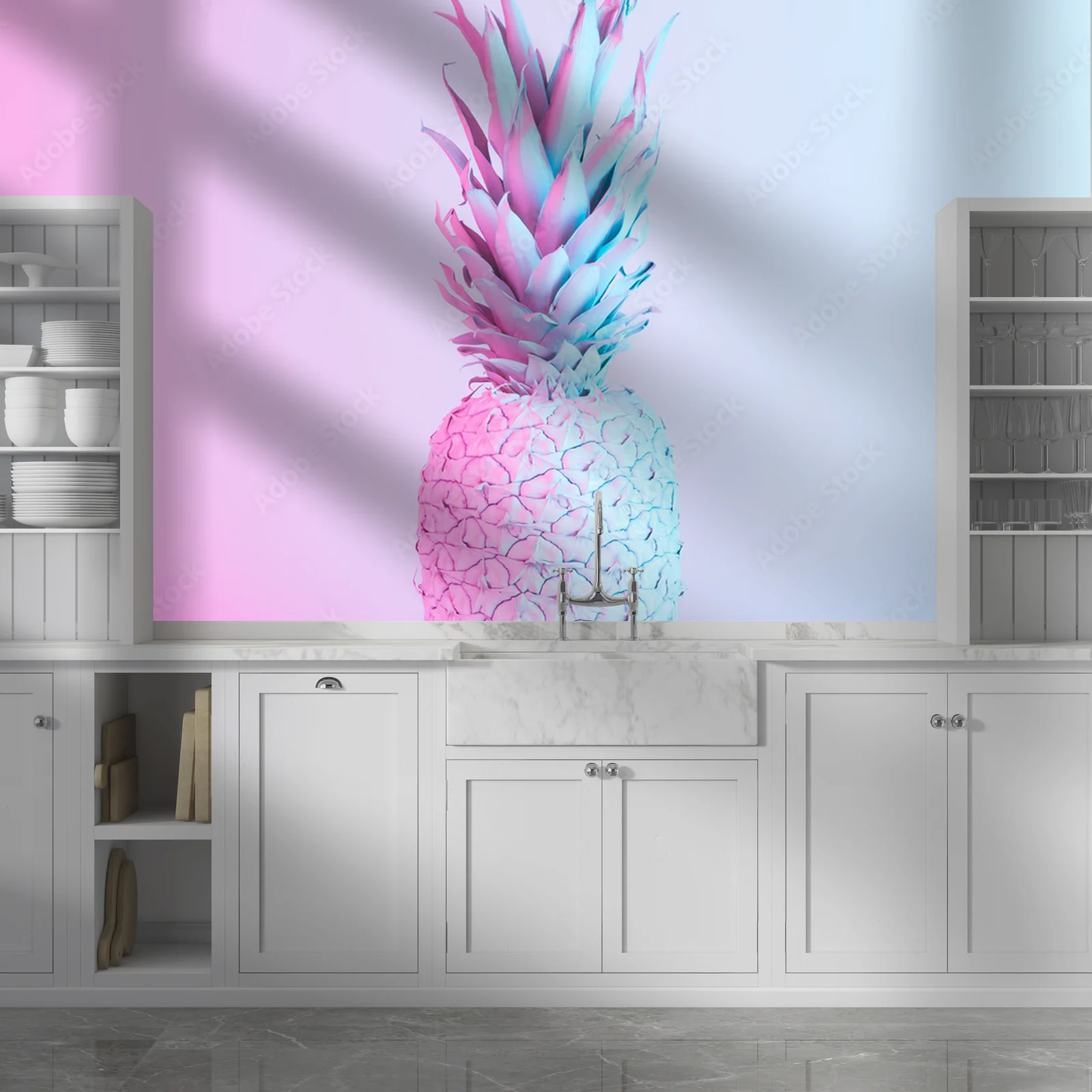 Tropikalny ananas w ożywczych neonowych kolorach