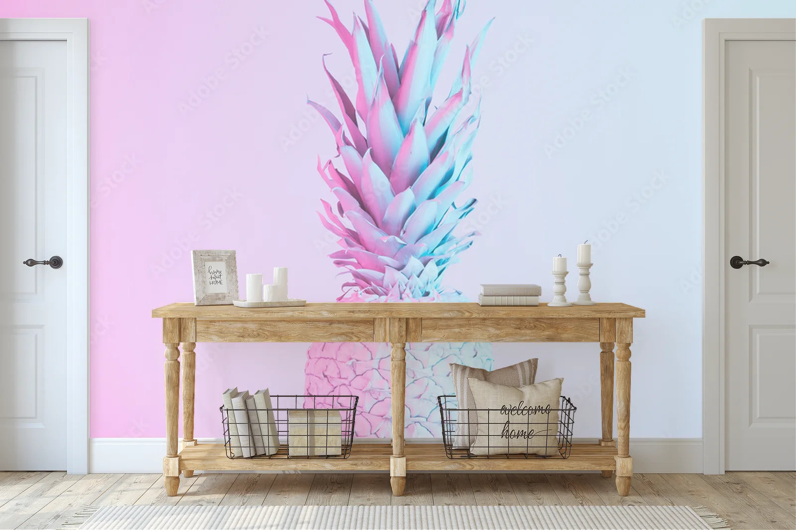 Tropikalny ananas w ożywczych neonowych kolorach