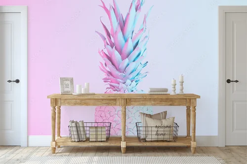 Tropikalny ananas w ożywczych neonowych kolorach