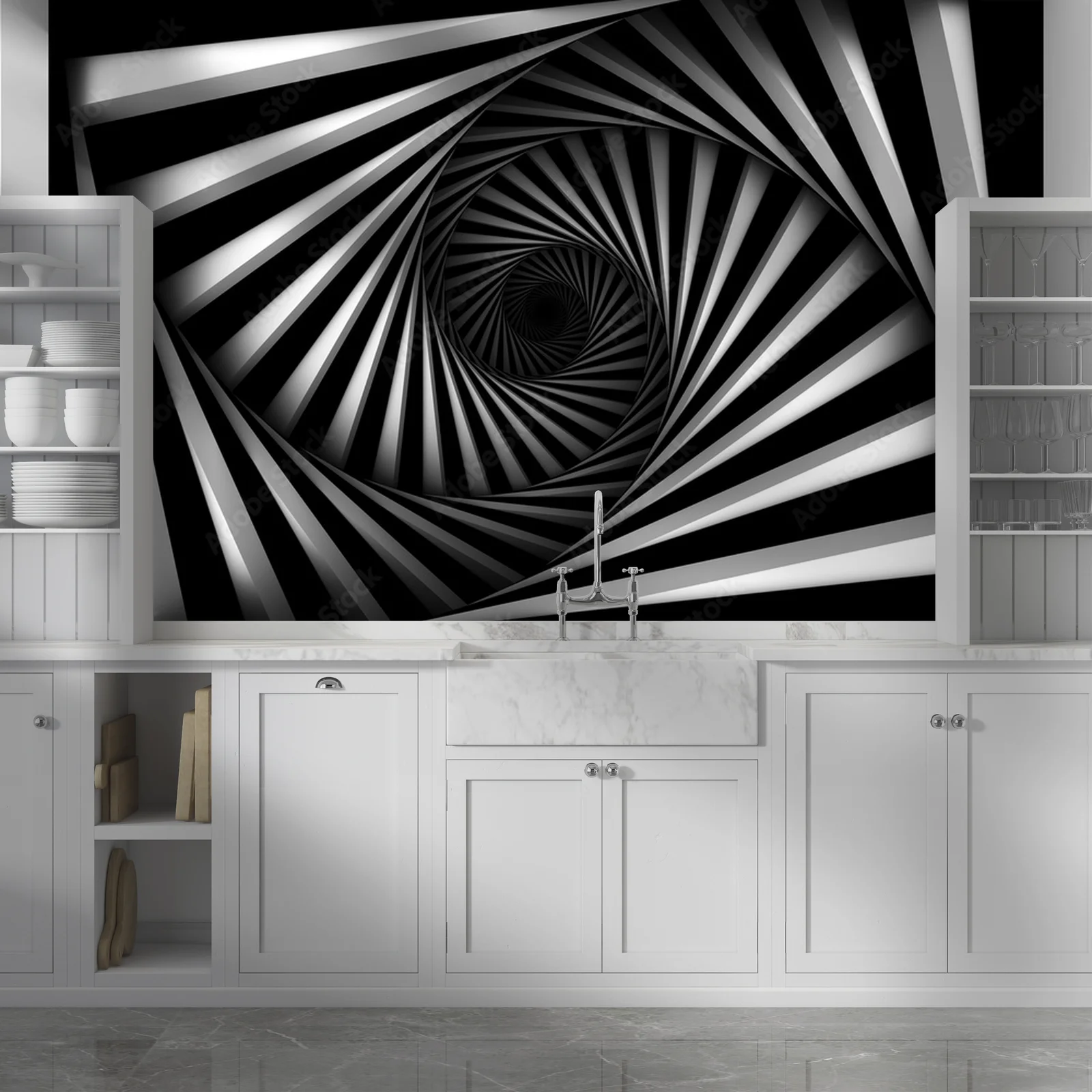 Harmonia spiralnych kształtów w monochromatycznej palecie