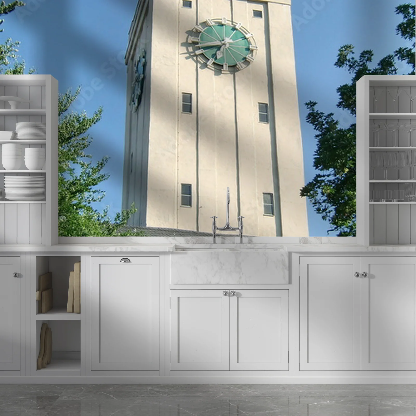 Elegancki niebieski wzór w architektonicznym stylu