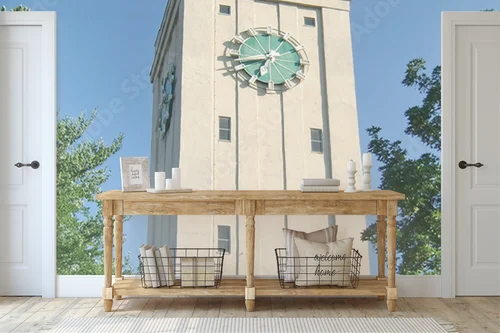 Elegancki niebieski wzór w architektonicznym stylu