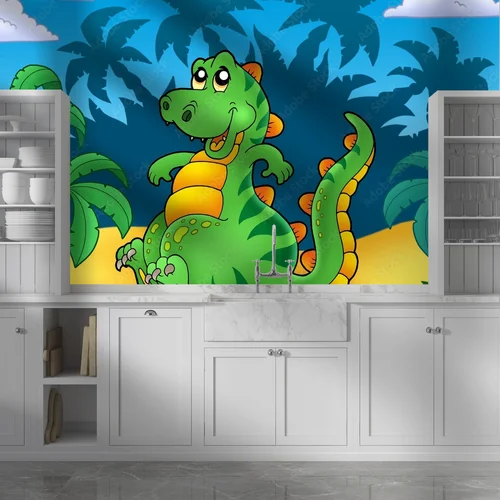 Uroczy dinozaur wśród palm