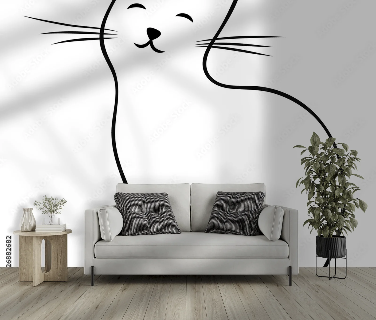 Elegancka sylwetka kota w minimalistycznym stylu