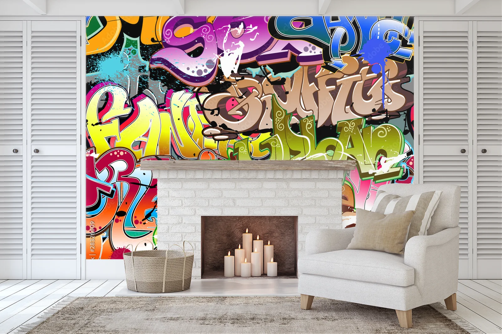 Dynamiczna energia miejskiego graffiti w intensywnych kolorach