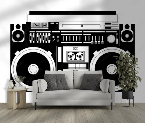Nostalgiczny styl retro z boomboxem