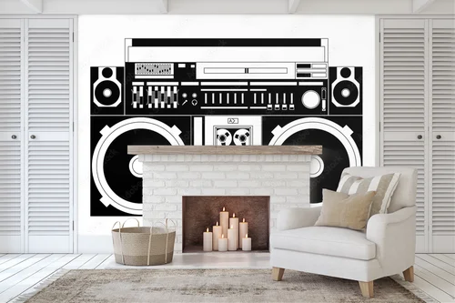 Nostalgiczny styl retro z boomboxem