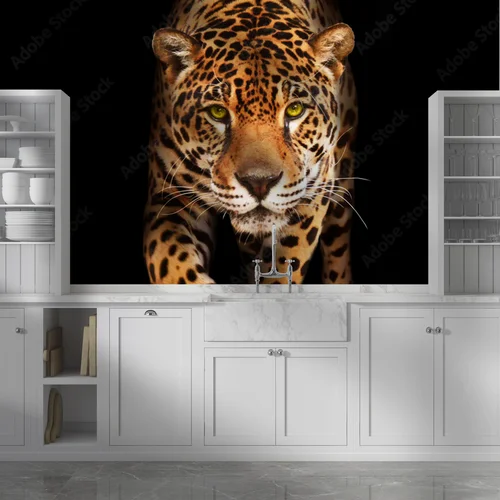 Elegancja czerni: majestatyczny jaguar w mroku