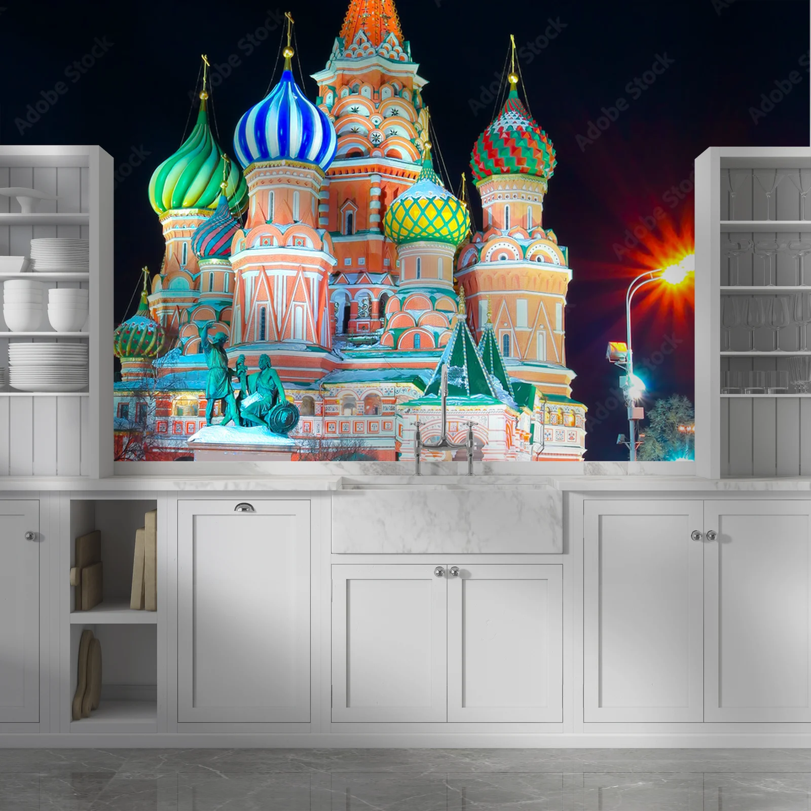 Nocne magiczne światło katedry św. Bazylego