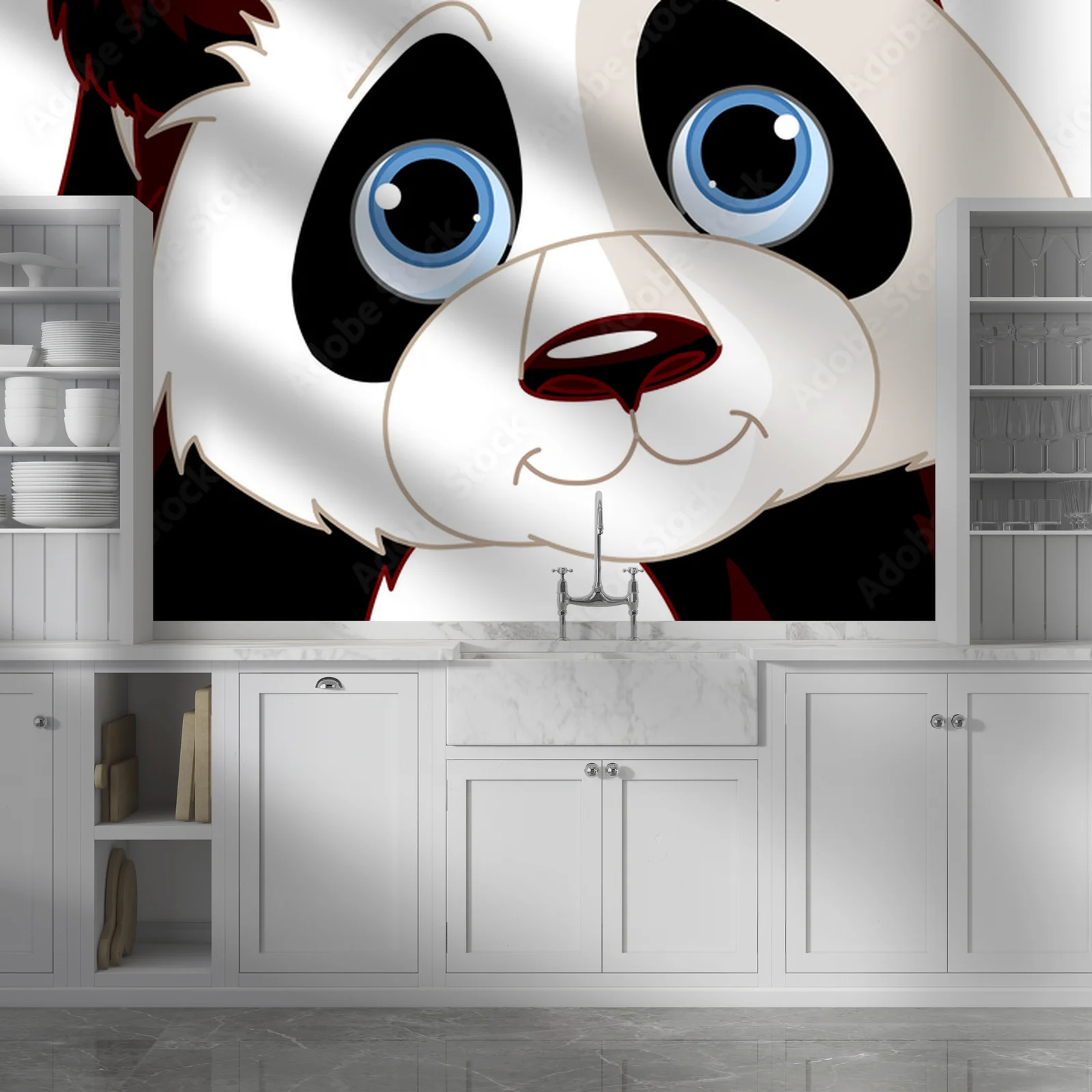Radosna panda w uroczej bieli