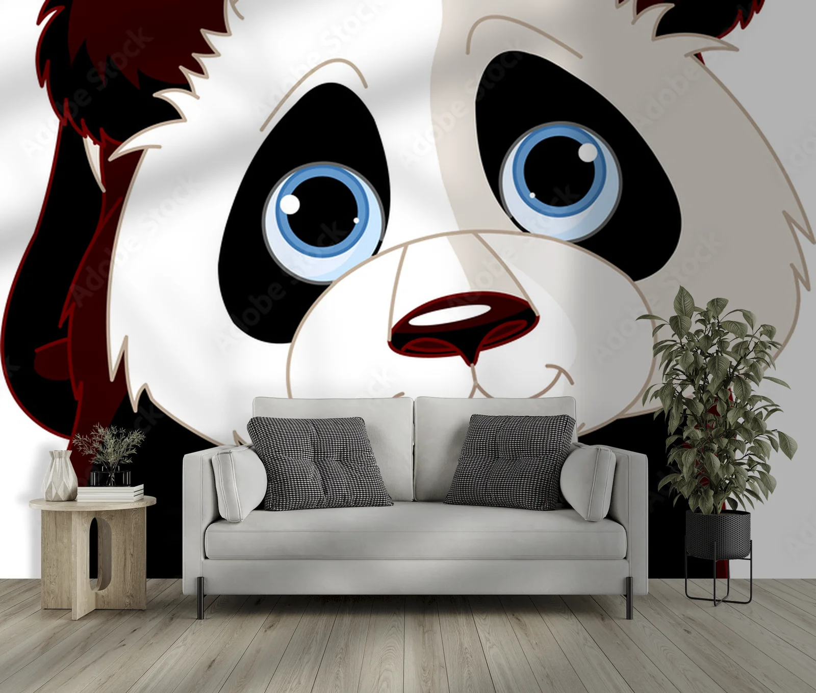 Radosna panda w uroczej bieli