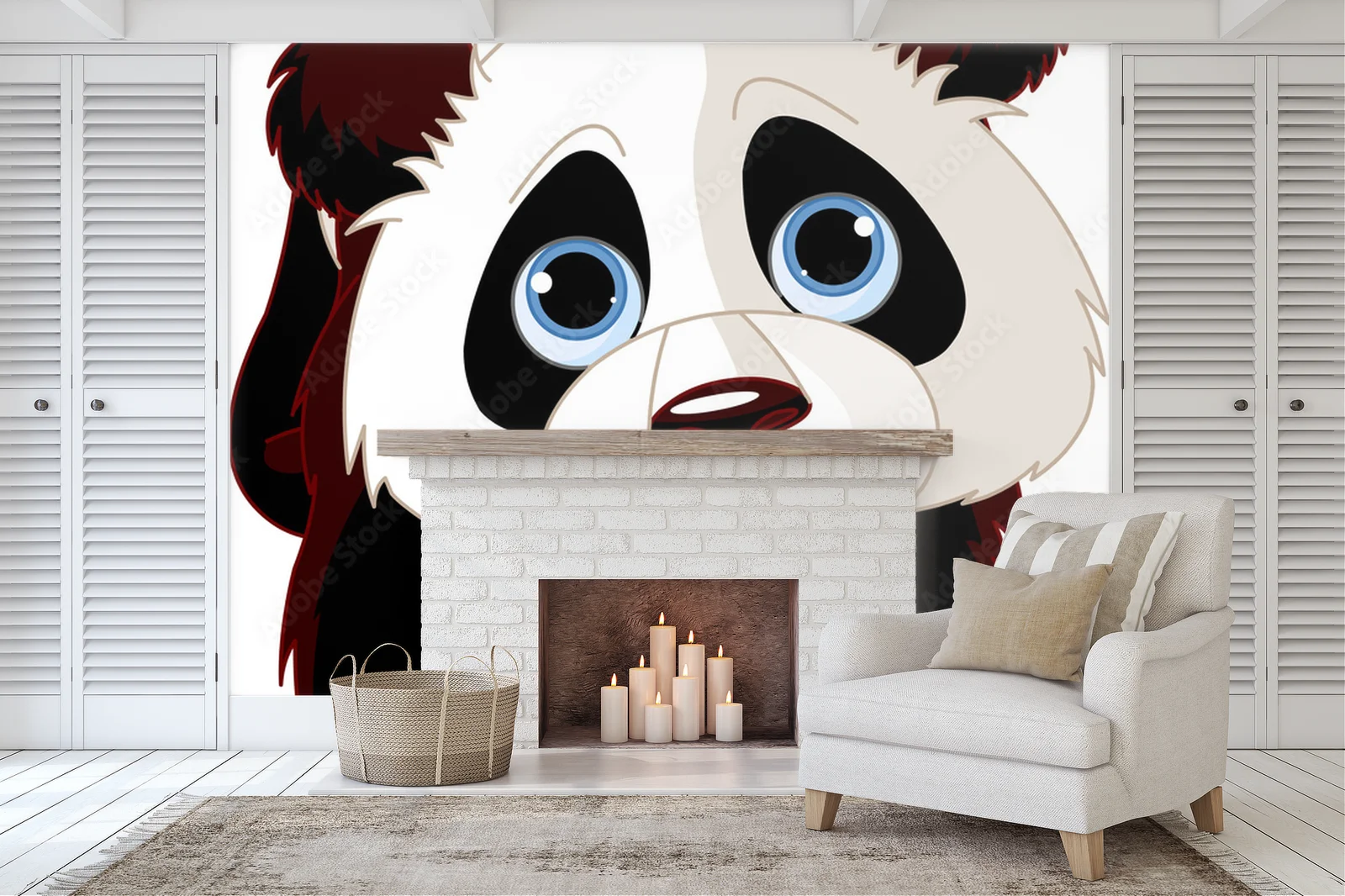Radosna panda w uroczej bieli