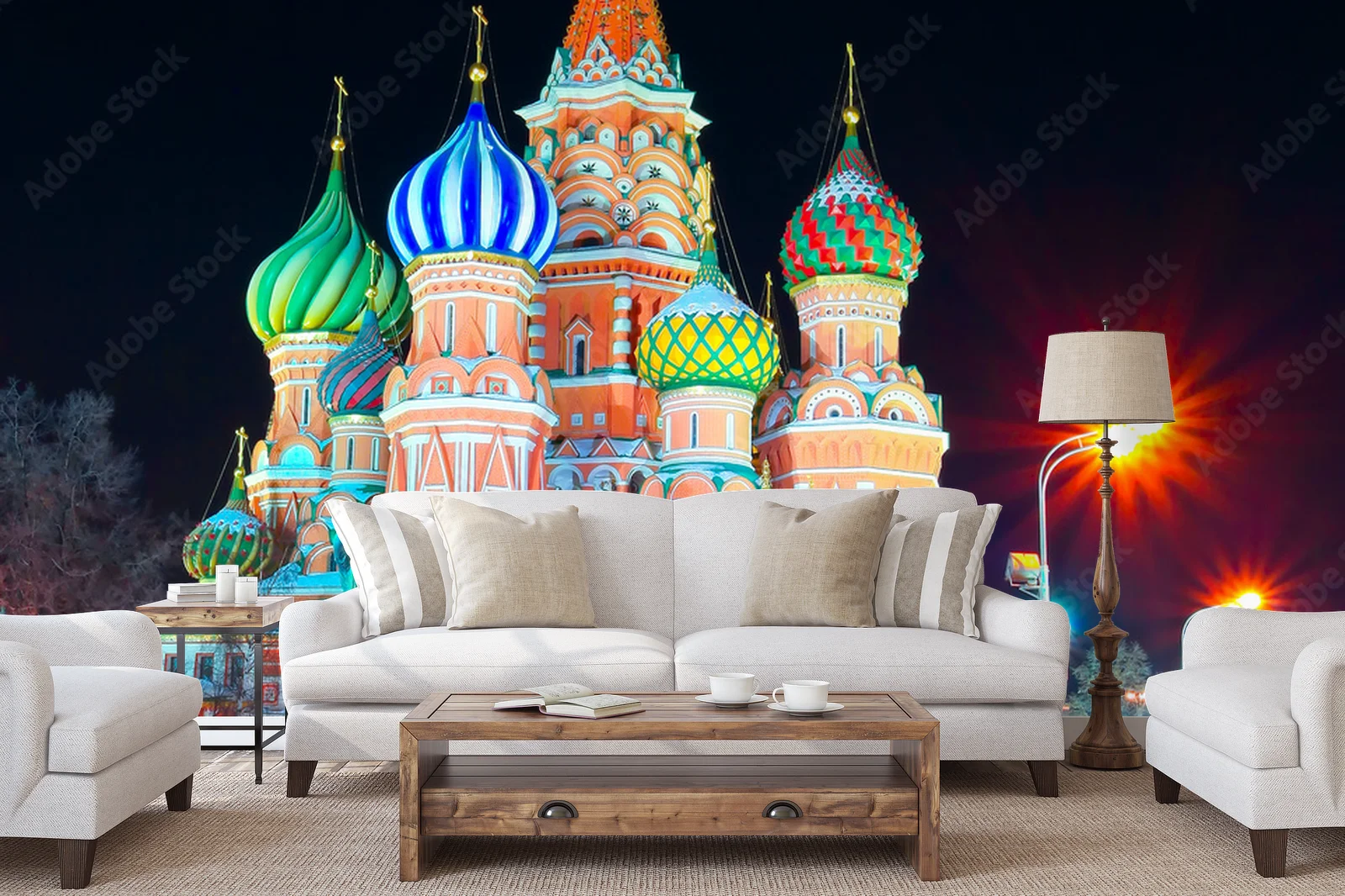 Nocne magiczne światło katedry św. Bazylego