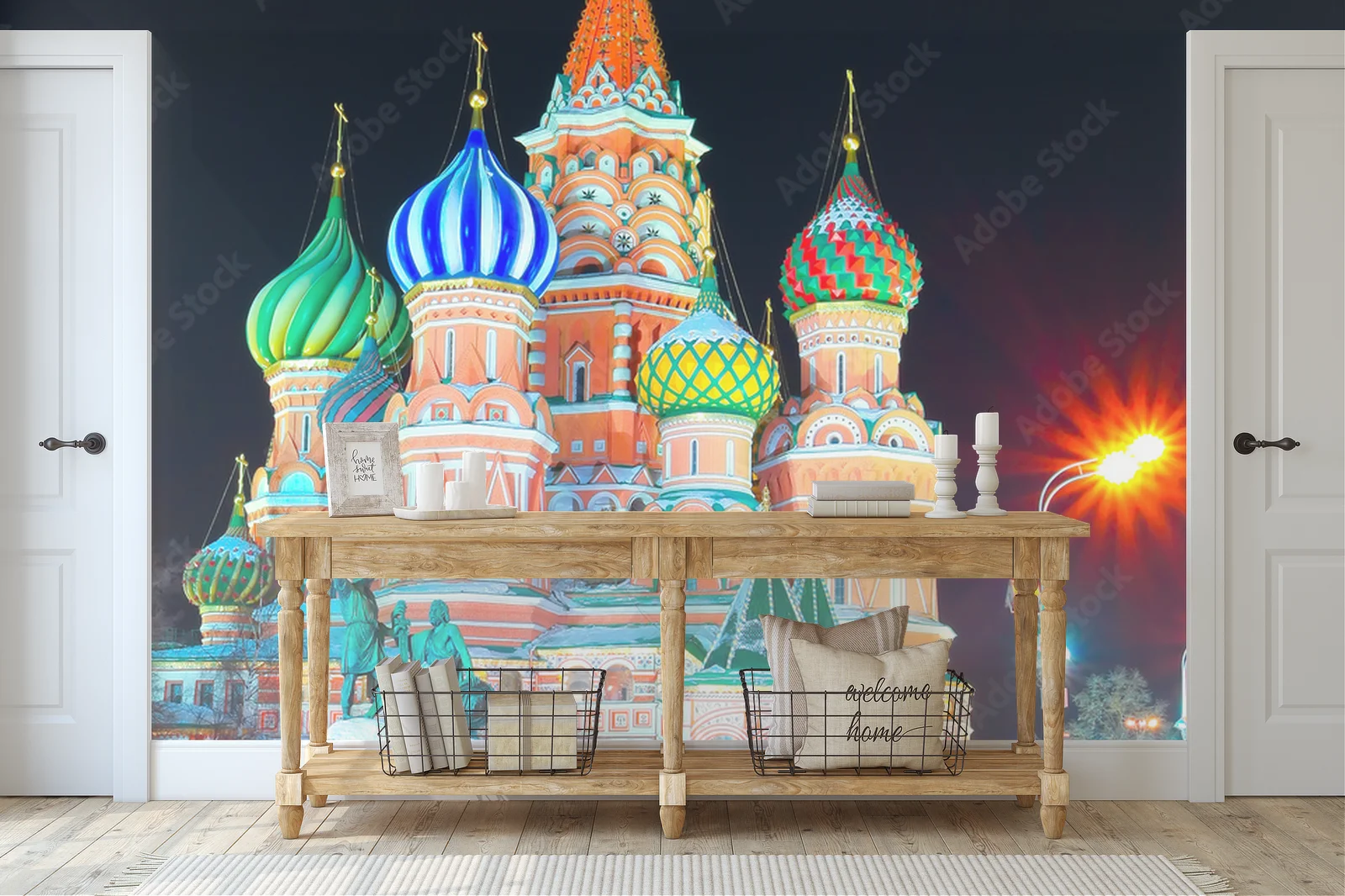 Nocne magiczne światło katedry św. Bazylego