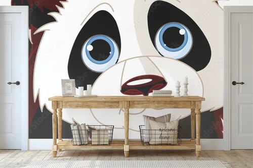 Radosna panda w uroczej bieli