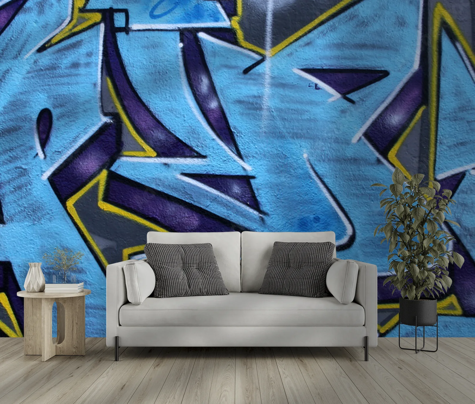 Ekspresyjne graffiti w stonowanych odcieniach