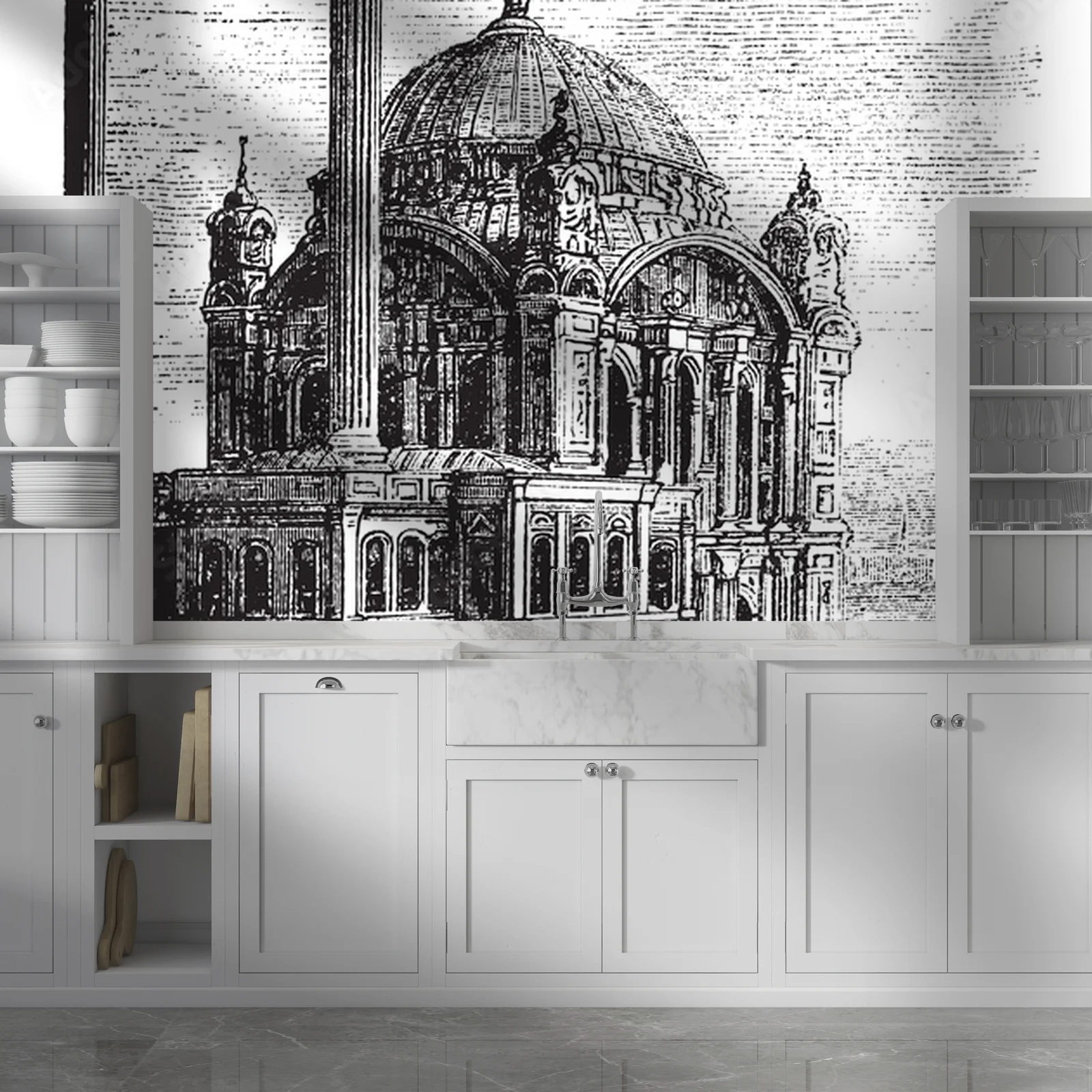 Elegancja architektury w bieli i niebieskim