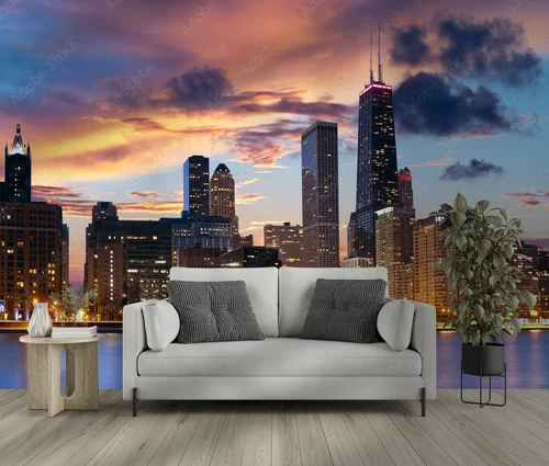 Zachwycająca panorama Chicago w odcieniach zachodu