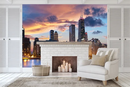 Zachwycająca panorama Chicago w odcieniach zachodu