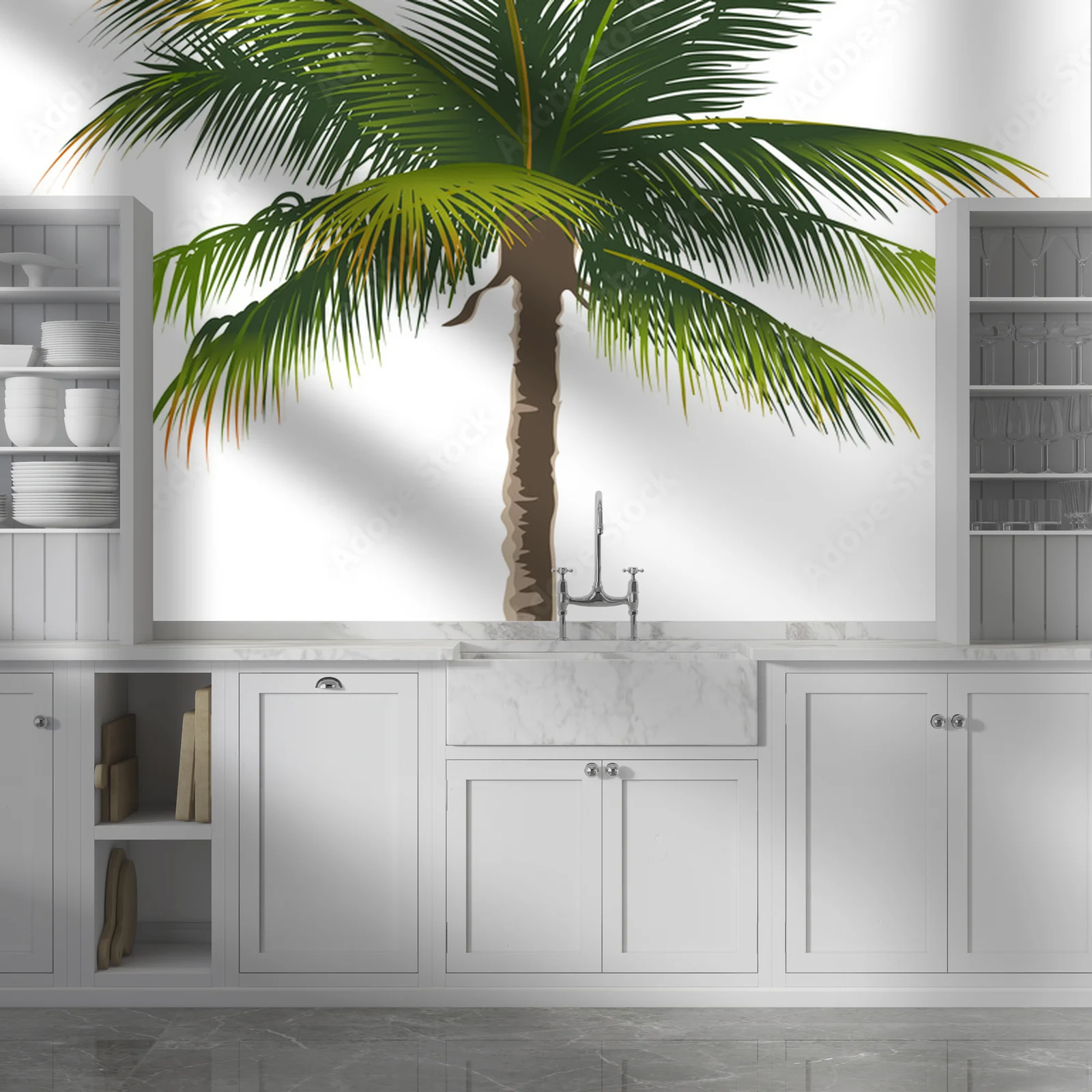 Ekskluzywna elegancja palm w białych przestrzeniach