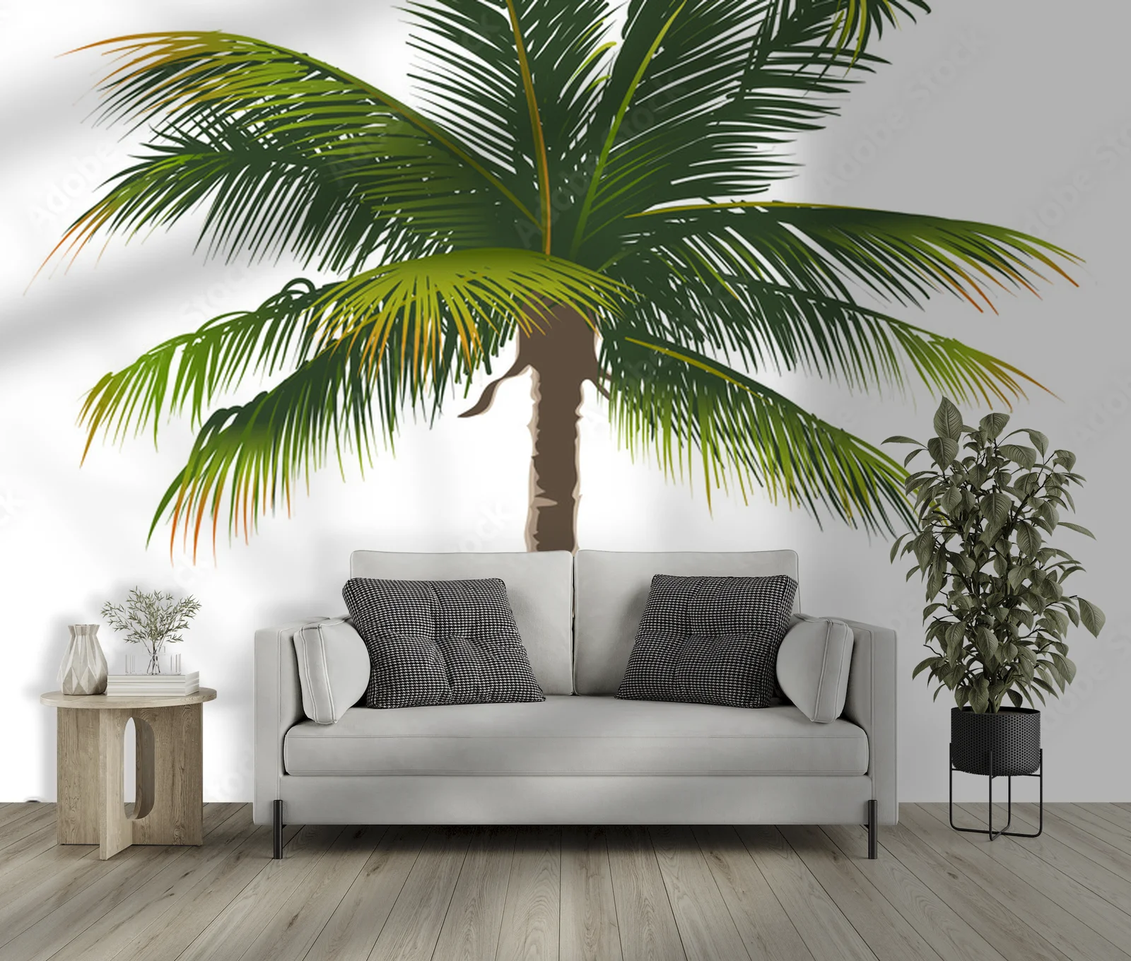 Ekskluzywna elegancja palm w białych przestrzeniach