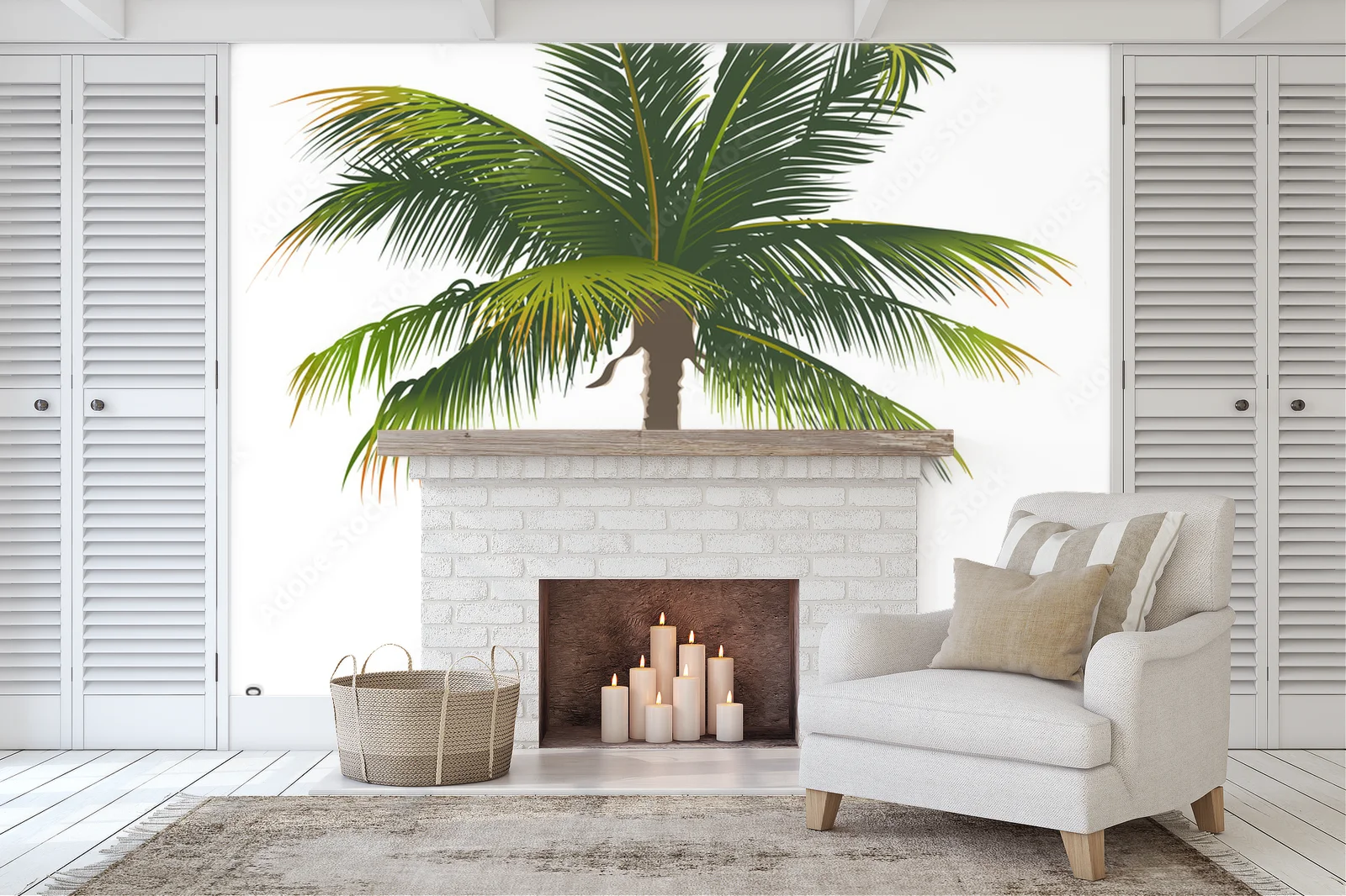 Ekskluzywna elegancja palm w białych przestrzeniach