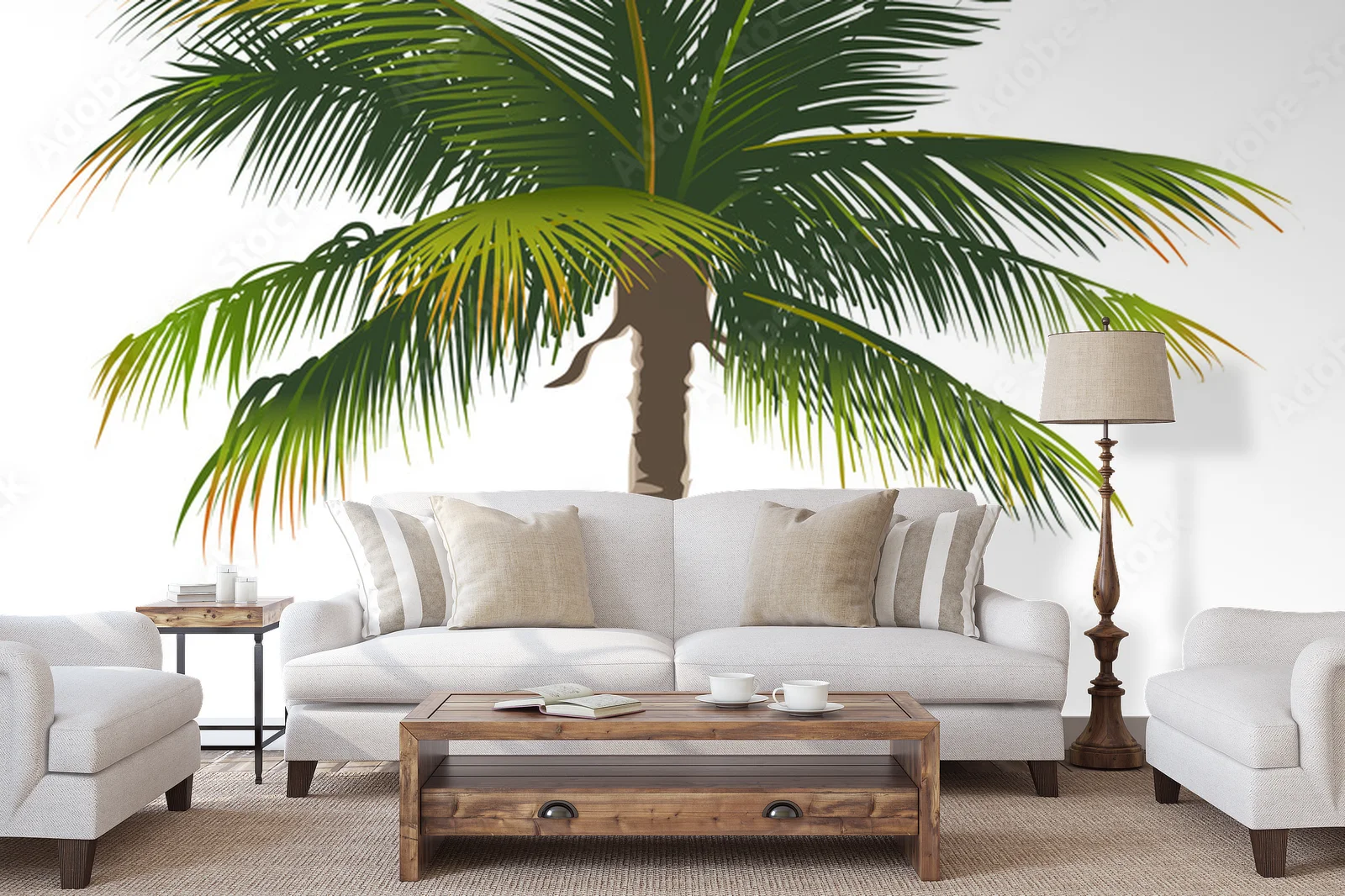 Ekskluzywna elegancja palm w białych przestrzeniach
