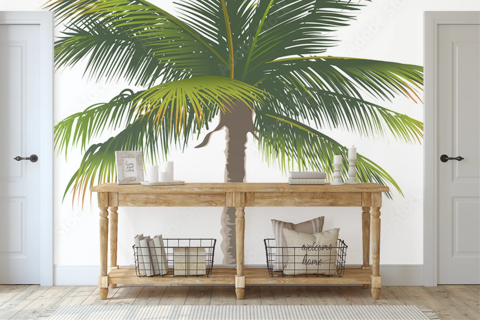 Ekskluzywna elegancja palm w białych przestrzeniach