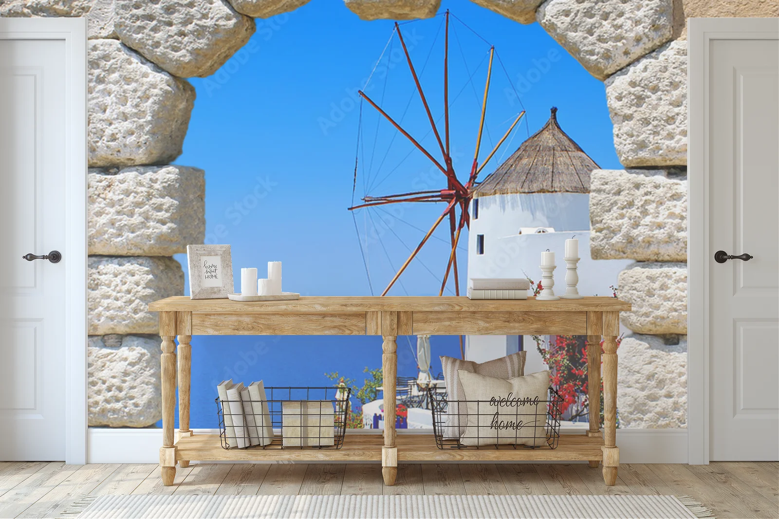 Skrzydła wiatraka w świetle Santorini