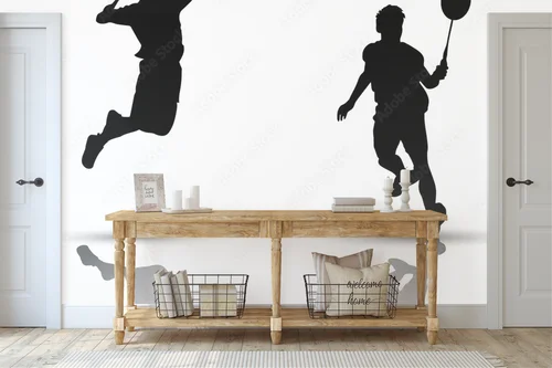 Srebrzyste sylwetki badmintonistów