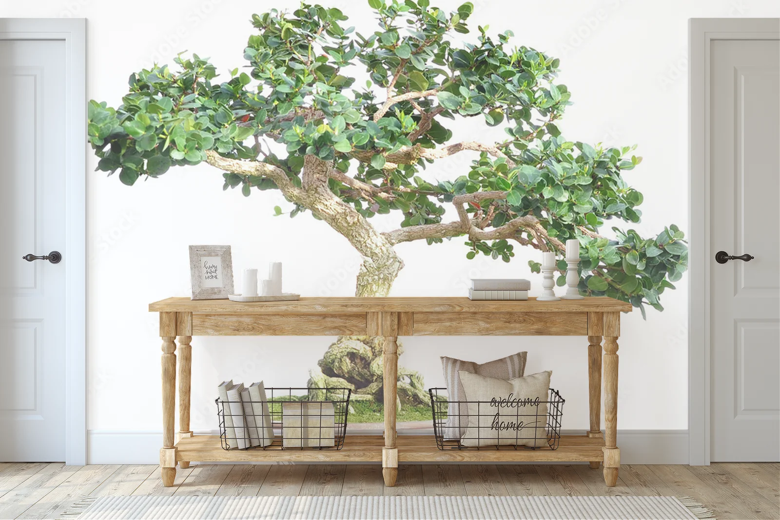 Elegancka harmonia bieli z miniaturową roślinnością