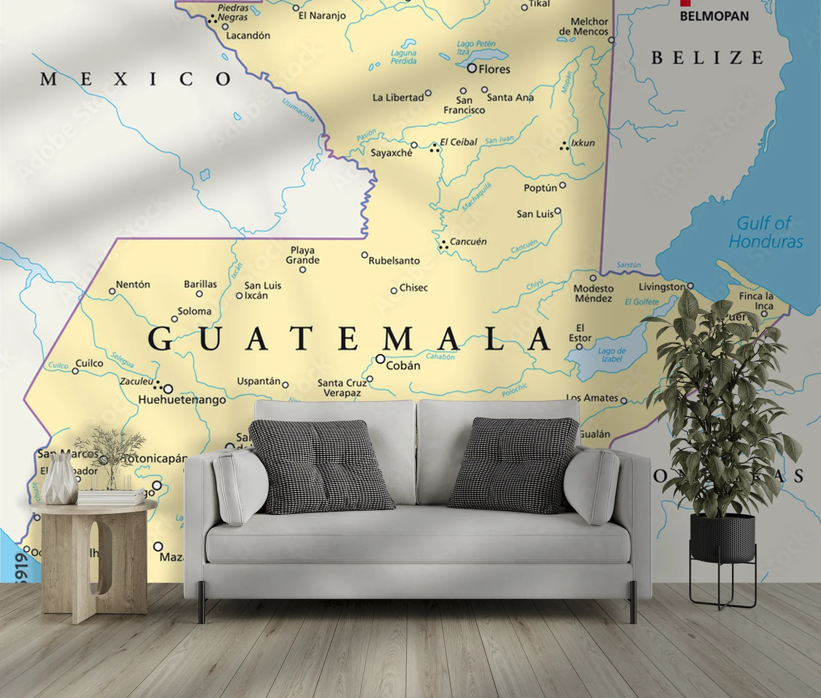 Polityczna mapa Gwatemali w pastelowych tonach
