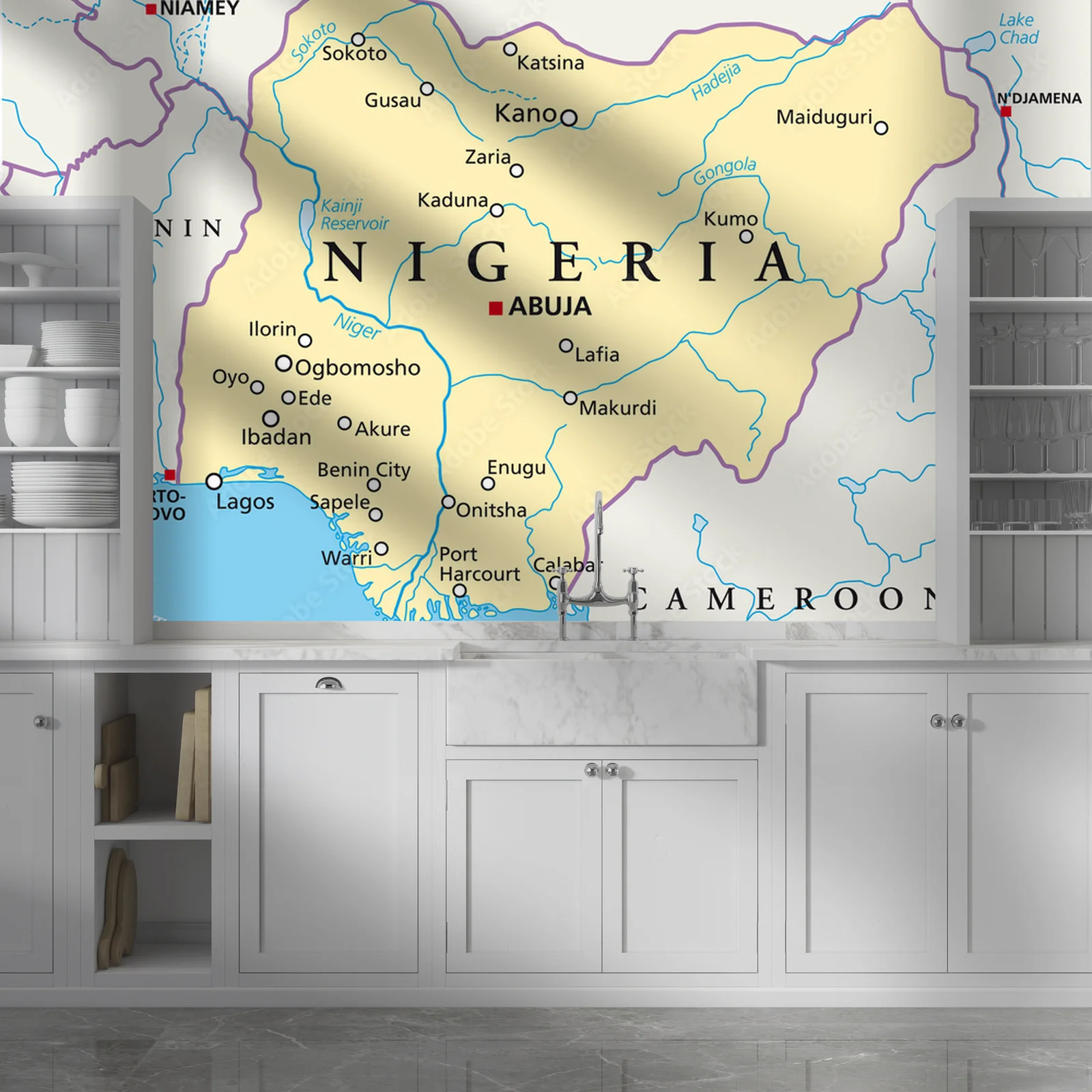 Zachwycająca mapa Nigerii w delikatnych tonacjach