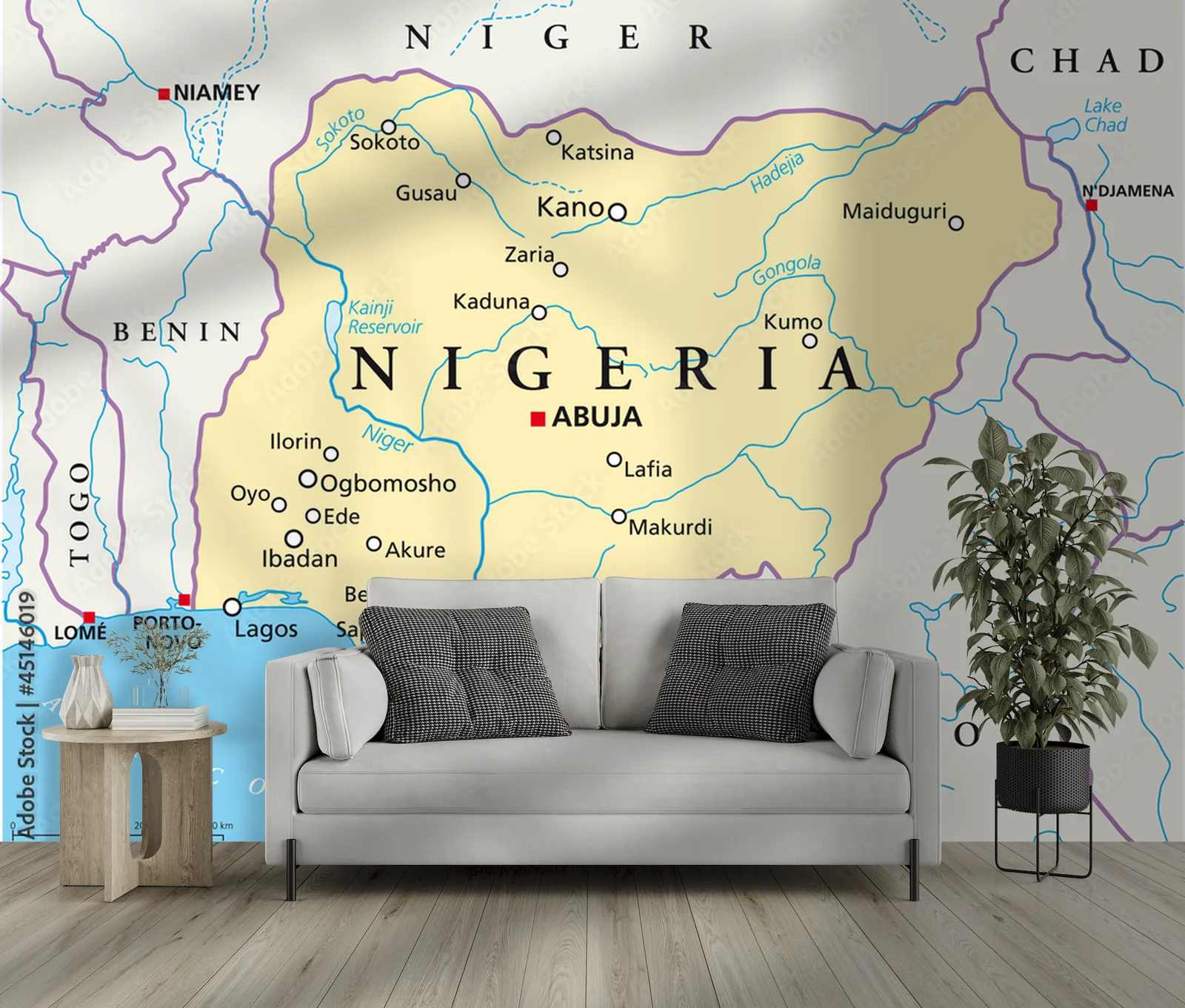 Zachwycająca mapa Nigerii w delikatnych tonacjach