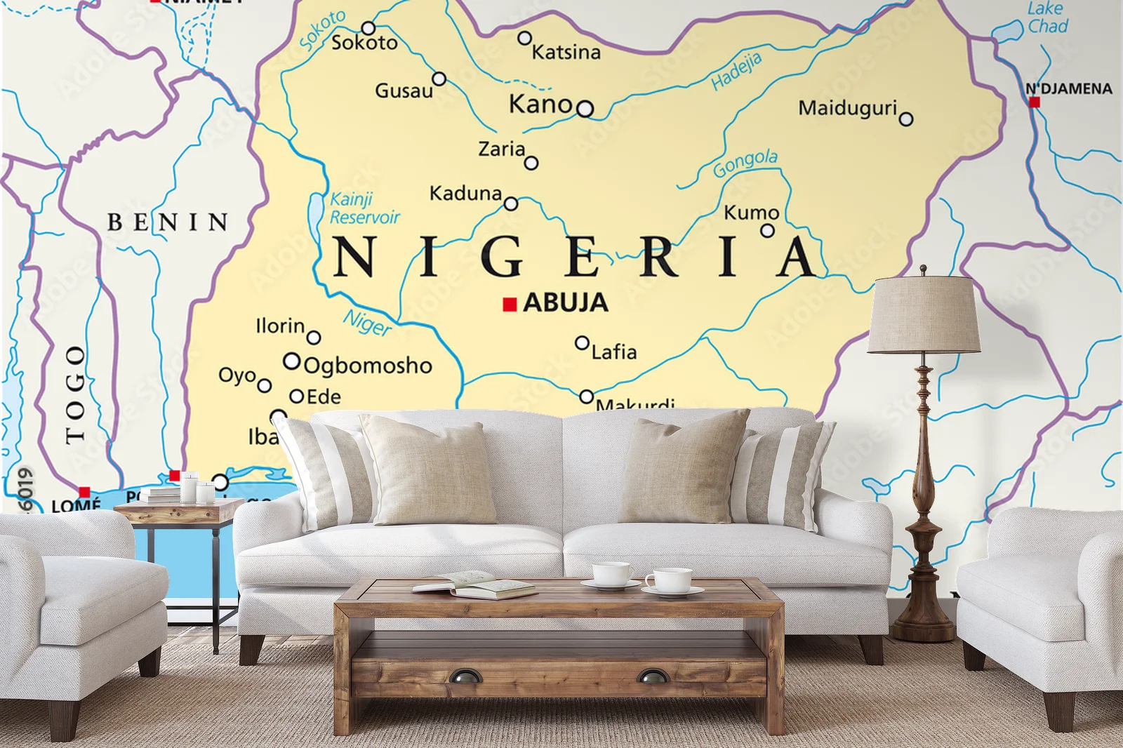 Zachwycająca mapa Nigerii w delikatnych tonacjach