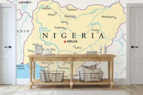 Zachwycająca mapa Nigerii w delikatnych tonacjach