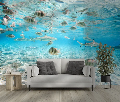 Egzotyczna głębia oceanu w niebieskich odcieniach