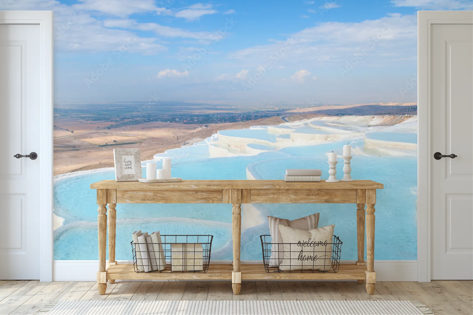 Naturalne cuda Pamukkale w błękicie i bieli